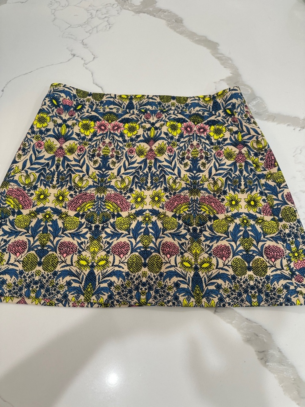 H&M Floral Mini Skirt in Blue, Yellow & Pink on Cream